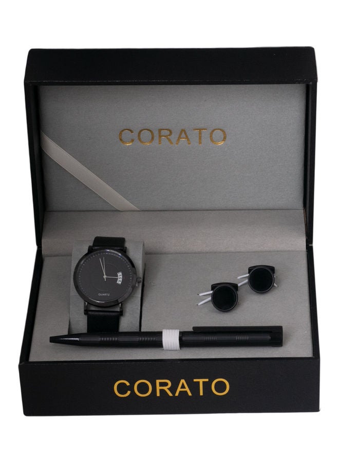 كوراتو طقم ساعة يد بعقارب مع قلم وأزرار أكمام. للرجال - Image 4