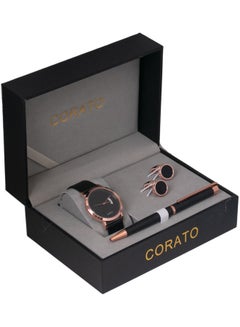 Men's Analog Wrist Watch With Pen And Cufflinks Set