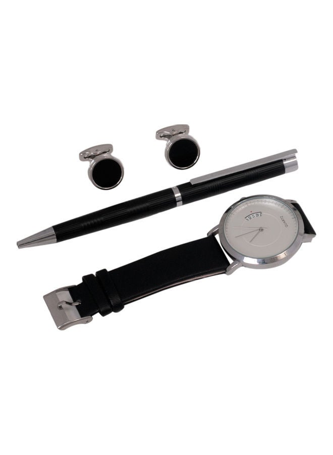 Men's Analog Wrist Watch With Pen And Cufflinks Set - v1616343838/N45504971A_3