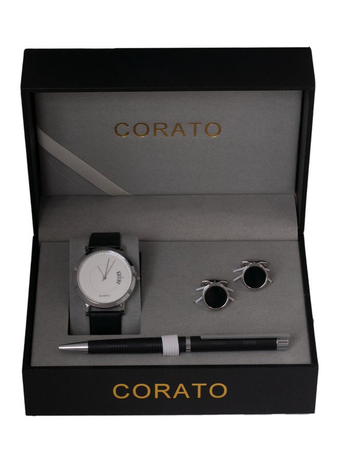 Men's Analog Wrist Watch With Pen And Cufflinks Set - v1616343838/N45504971A_4