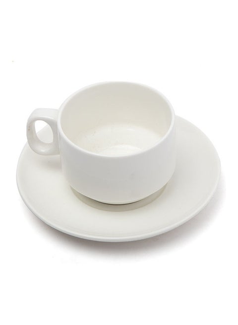 Elegant Tea Mug With Plate White 225ml