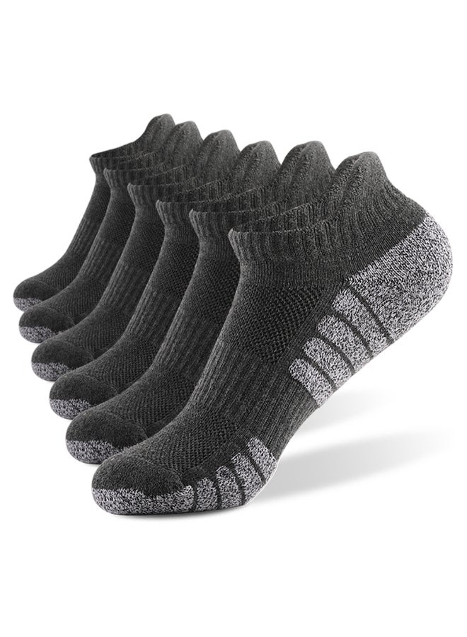 6-Pairs Sports Ankle Socks Set Dark Grey - Image 1