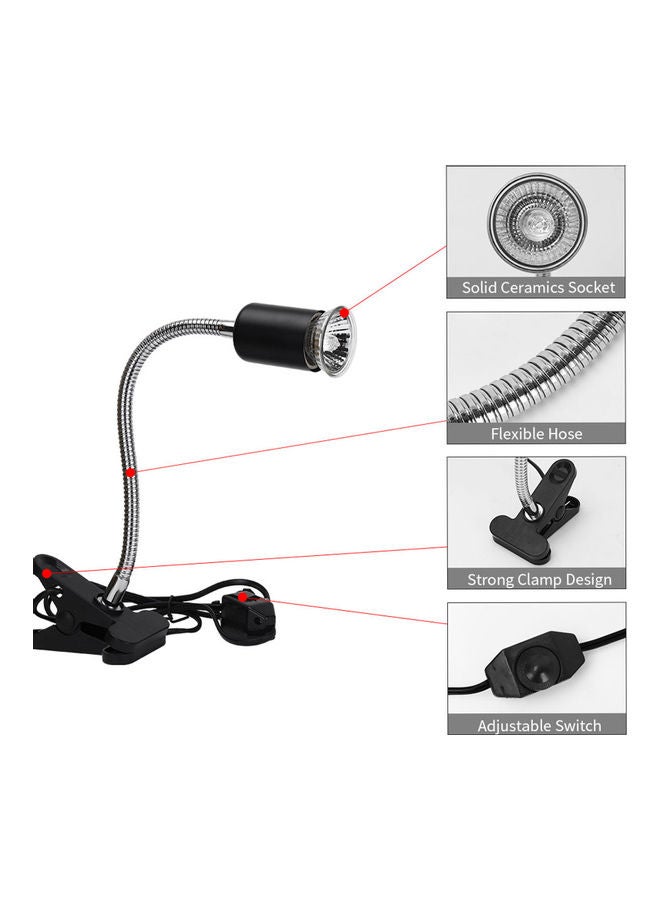 مصباح حراري للزواحف بقدرة 25 وات مع مشبك قابل للتعديل أسود 18x8x18سم - Image 2