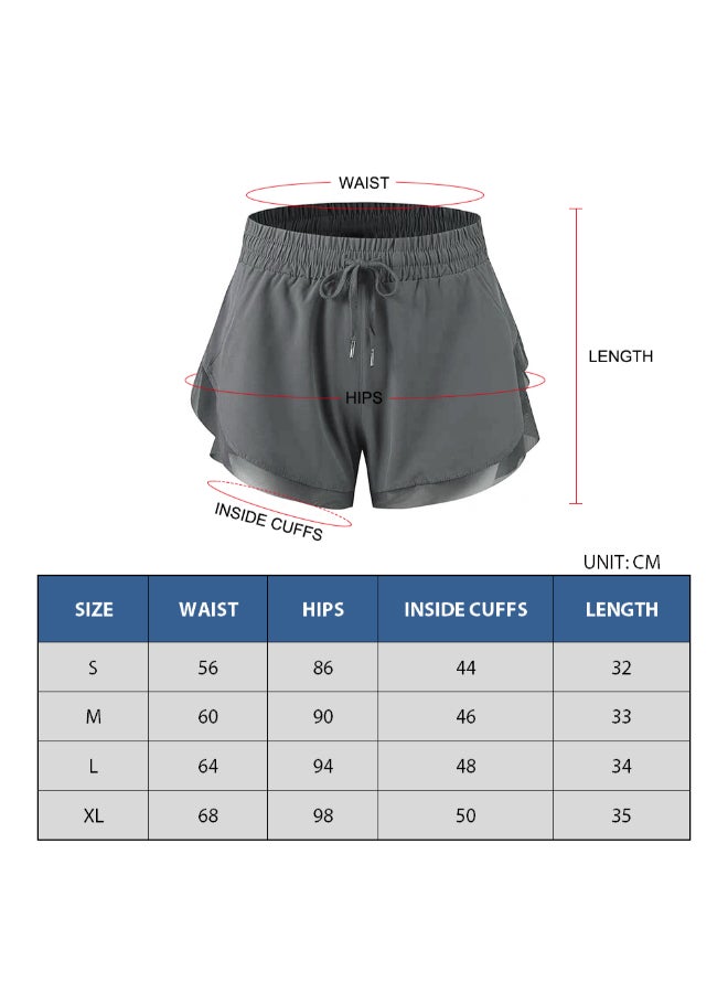 2-In-1 Women High Waist Yoga Shorts Grey  - Image 3