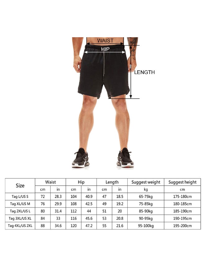 2 In 1 Athletic Running Gym Shorts Black - Image 4