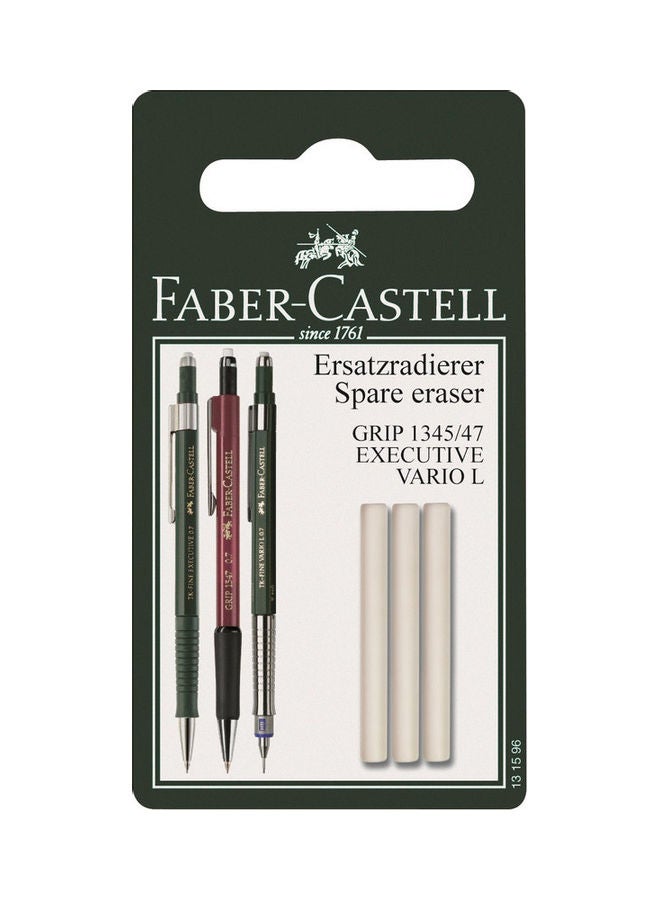 FABER-CASTELL - 3-Piece Grip 1345/47 Spare Erasers For Mechanical Pencil White - Image 1