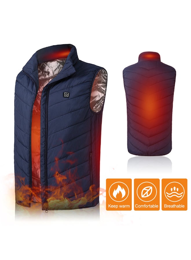 USB Charging Heated Thermal Vest Blue - Image 2