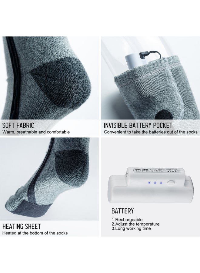 جوارب حرارية للتدفئة في الشتاء قابلة للشحن رمادي - Image 5