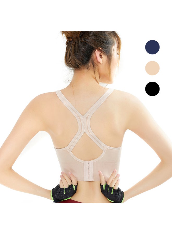 Wirefree Padded Yoga Sports Bra Beige - Image 2