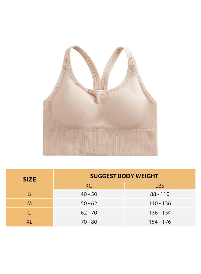 Wirefree Padded Yoga Sports Bra Beige - Image 3