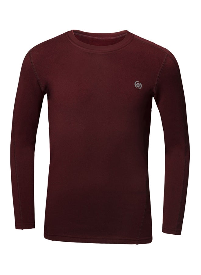 2-Piece Long Sleeve Top Pants Long Johns Set Red  - Image 2