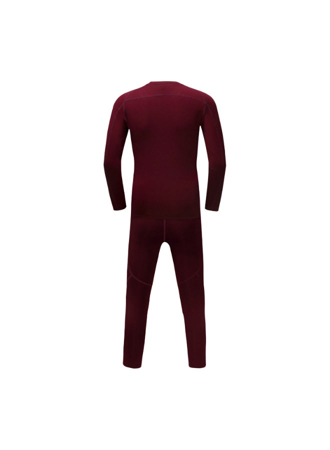 2-Piece Long Sleeve Top Pants Long Johns Set Red  - Image 3