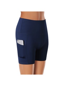 High Waist Workout Pocket Shorts Dark Blue