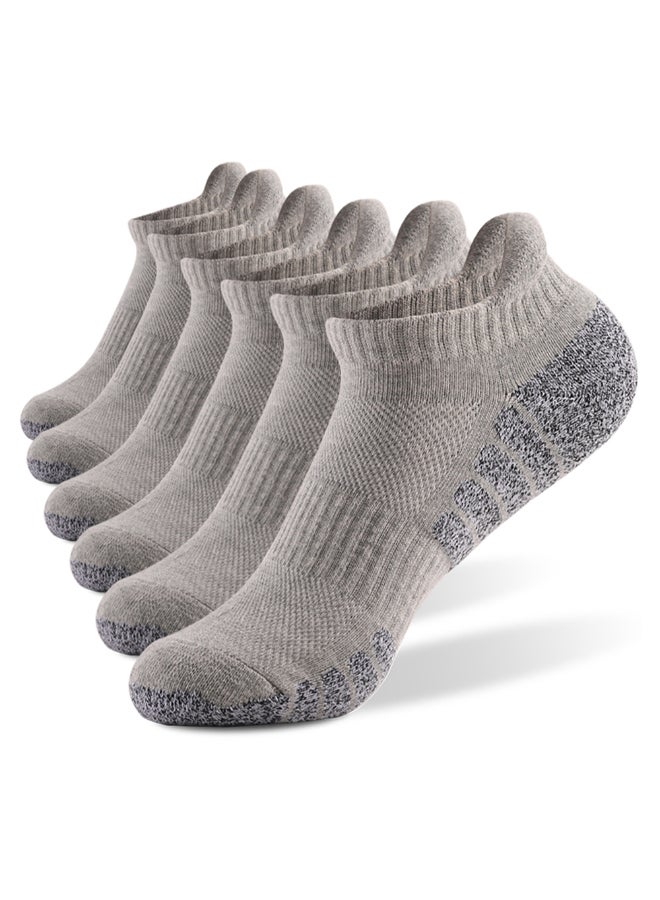 Set Of 6 Pair Of Athletic Anti-Skid Low-Cut Socks Light Grey  - Image 2