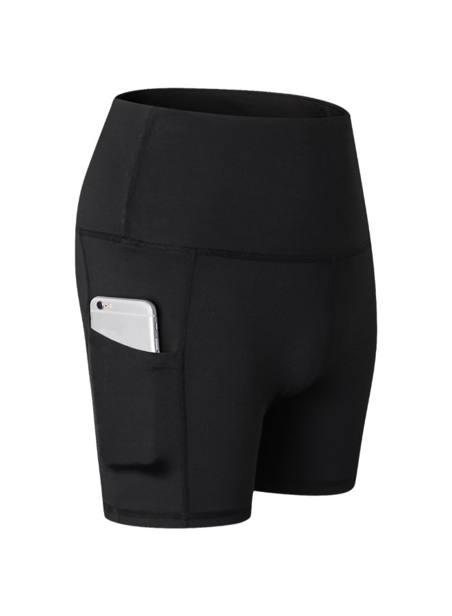 3-Piece Sport High Waist Compression Pocket Shorts Set Black/Grey/Dark Blue  - Image 2
