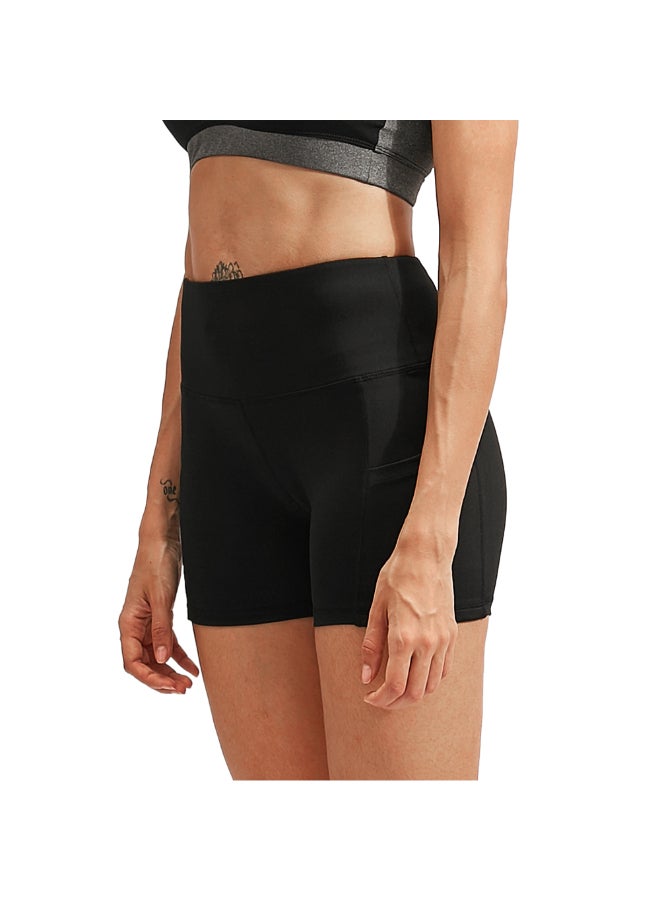 3-Piece Sport High Waist Compression Pocket Shorts Set Black/Grey/Dark Blue  - Image 4