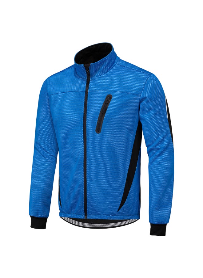 Winter Thermal Fleece Cycling Jacket Blue/Black  - Image 1