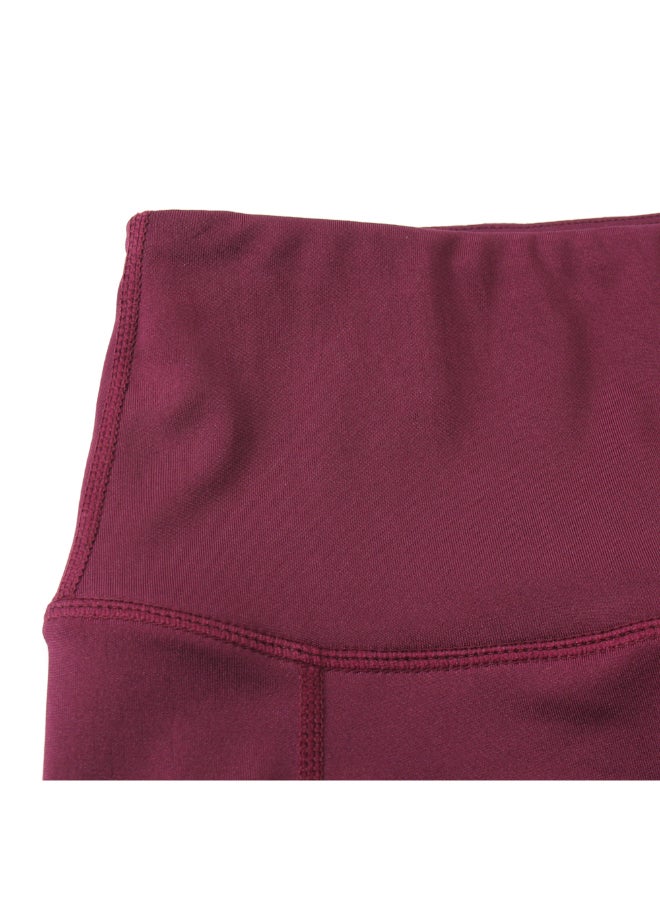 High Waist Workout Pocket Shorts Burgundy - Image 4