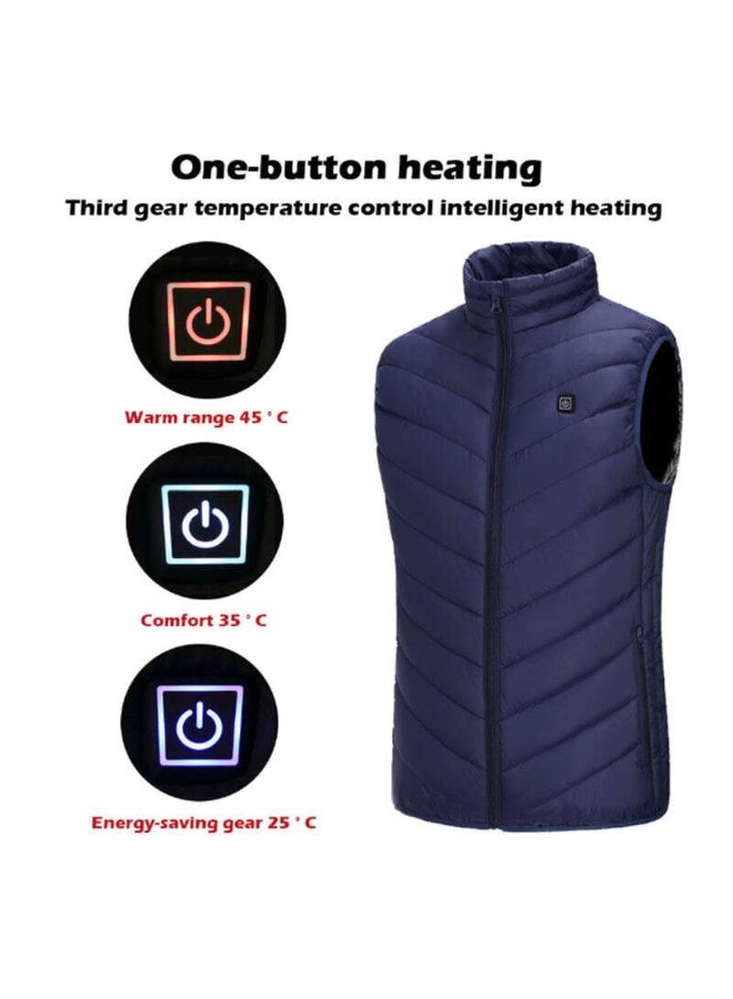Collar Zipper Design Heating Vest Blue  - Image 2