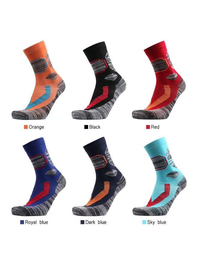 Pair Of 3 Anti Slip Sports Performance Socks Blue/Orange/Grey - Image 2