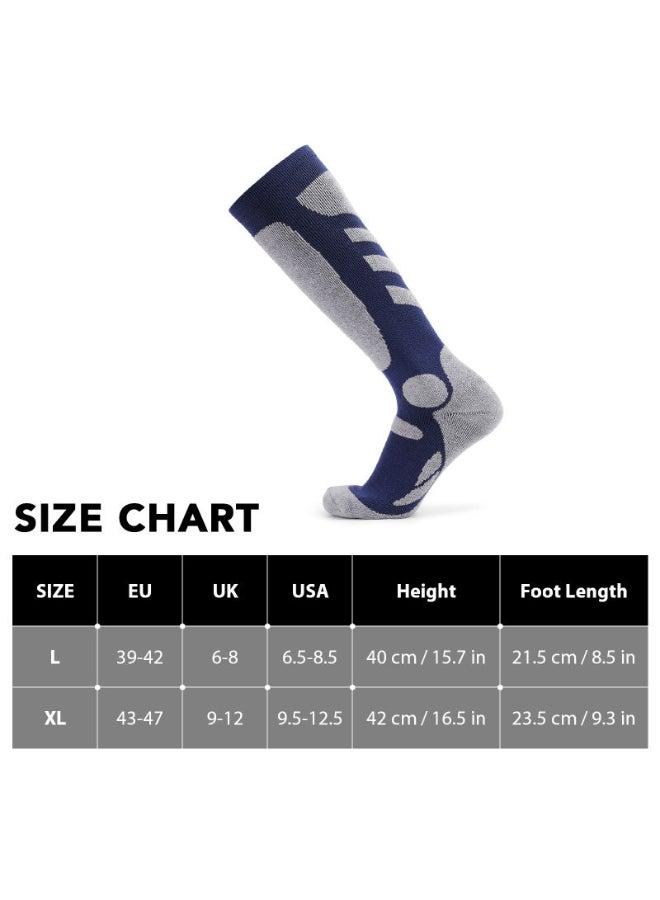 Pair Of 2 Sports Professional Ski Socks Blue/Grey - Image 2