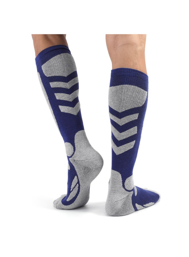 Pair Of 2 Sports Professional Ski Socks Blue/Grey - Image 1