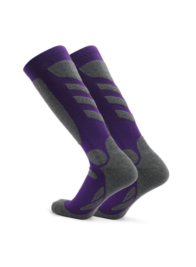 طقم جوارب تزلج احترافية رياضية من زوجين الأرجواني / الرمادي