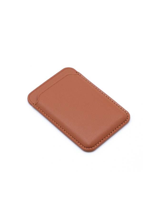 Intag Leather Wallet Pouch Card Holder With Magsafe Magnetic For iPhone 12 Brown - Image 1