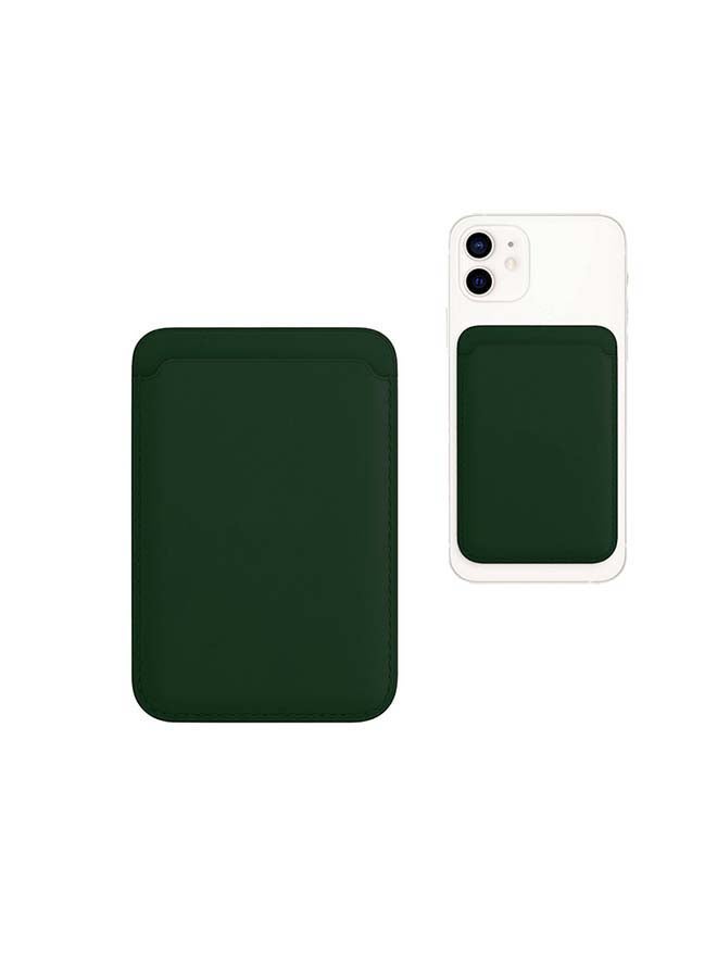 Intag Leather Wallet Pouch Card Holder With Magsafe Magnetic For iPhone 12 Green - Image 1