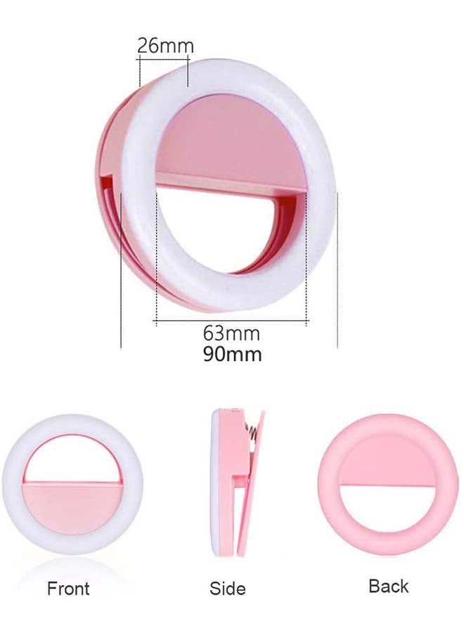 Intag Mini Clip-on Smartphone Selfie Ring RGB LED Light Beauty Lamp Built-in Rechargeable Battery For Smartphones Tablets Laptops Pink  - Image 1