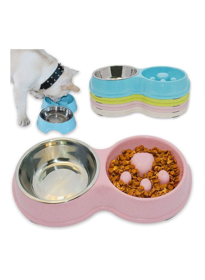 XiuWoo Anti-Slip Pet Slow Feeder Pink/Silver 31x17cm - Image 2
