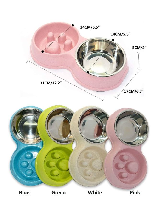 XiuWoo Anti-Slip Pet Slow Feeder Pink/Silver 31x17cm - Image 4