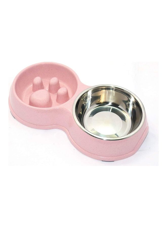 XiuWoo Anti-Slip Pet Slow Feeder Pink/Silver 31x17cm - Image 1
