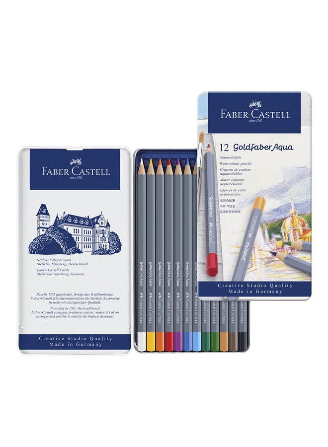 FABER-CASTELL - Pack Of 12 Goldfaber Aqua Watercolour Pencil Multicolour - Image 1