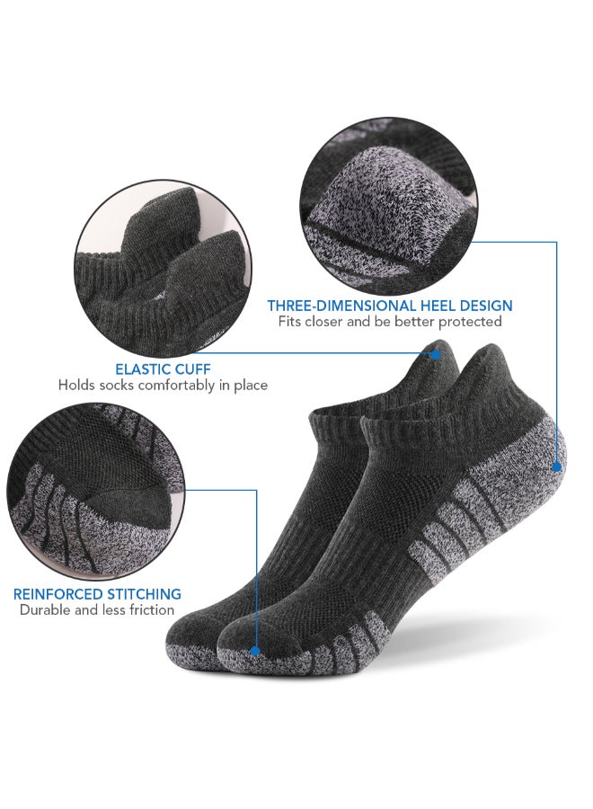 Set Of 6 Pair Of Athletic Anti-Skid Low-Cut Socks Black/Grey  - Image 3