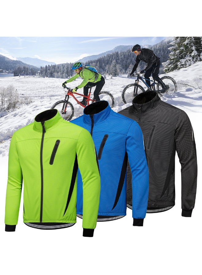 Winter Thermal Fleece Cycling Jacket Blue/Black  - Image 5