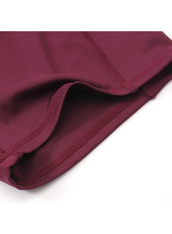 Generic - High Waist Workout Pocket Shorts Burgundy - Image 1