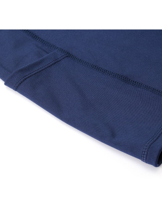 شورت بخصر مرتفع وجيب للتمارين الرياضية أزرق داكن - Image 3