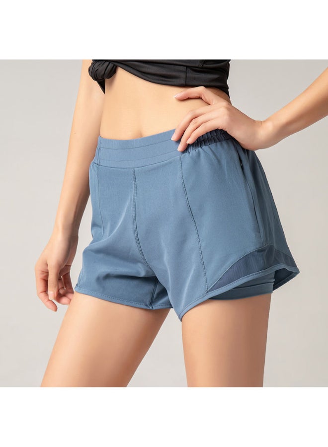 بنطال يوغا سريع الجفاف 2 في 1 أزرق - Image 1