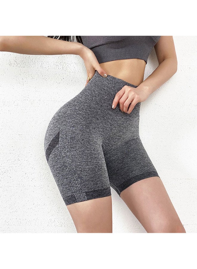 High Waist Quick-Dry Yoga Shorts Grey  - Image 1