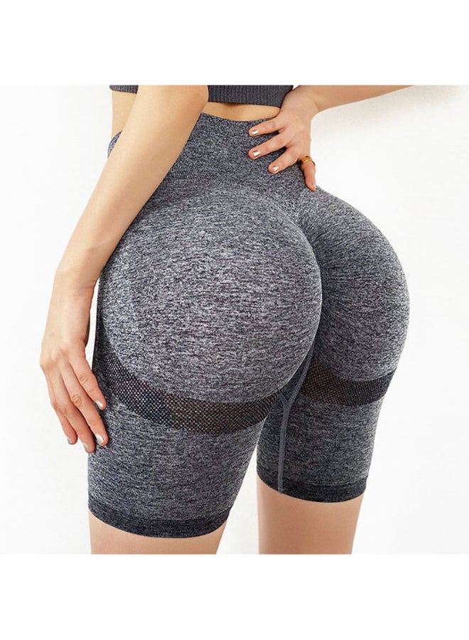 High Waist Quick-Dry Yoga Shorts Grey  - Image 2