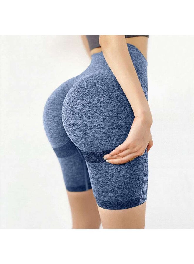 شورت يوغا سريع الجفاف بخصر مرتفع أزرق - Image 2