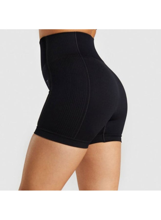 بنطال قصير للركض بخصر مرتفع أسود - Image 3