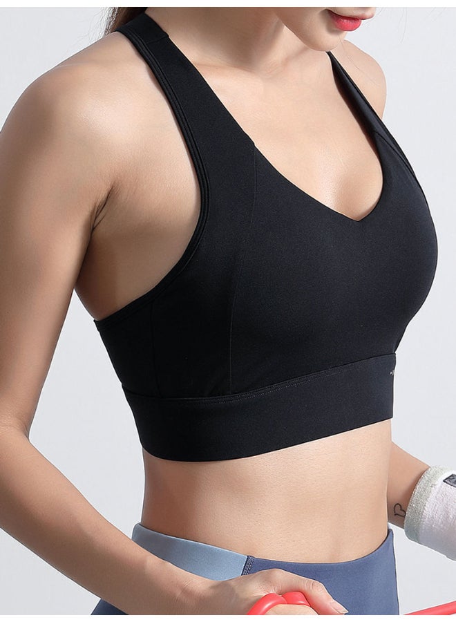 Strappy Padded Sports Bra Black  - Image 1