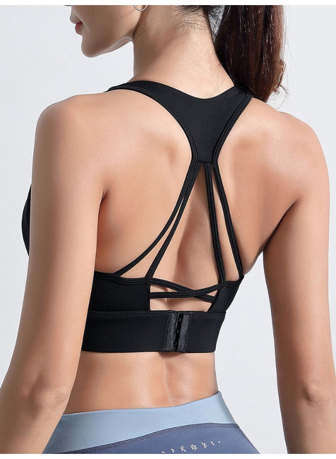 Strappy Padded Sports Bra Black  - Image 2