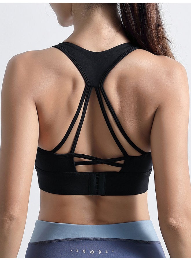 Strappy Padded Sports Bra Black  - Image 3