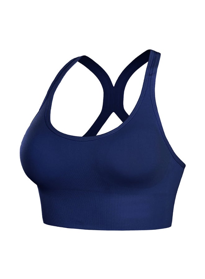 Hollow Out Padded Sports Bra Dark Blue  - Image 1