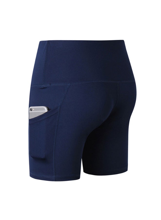 Generic - High Waist Running Workout Shorts Dark Blue - Image 1