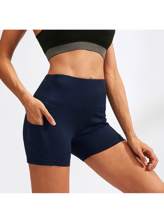 Generic - High Waist Running Workout Shorts Dark Blue - Image 1