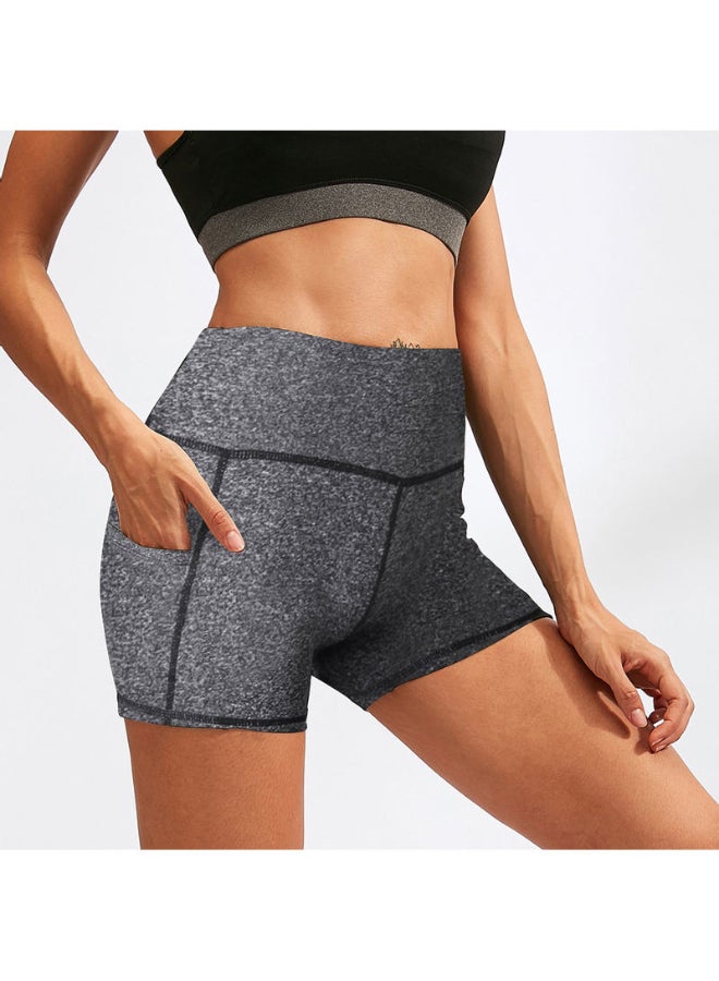 Generic - High Waist Running Workout Shorts Grey - Image 1